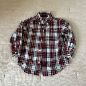 Janie and Jack Christmas Plaid Button Down Dress Shirt 18-24 Months